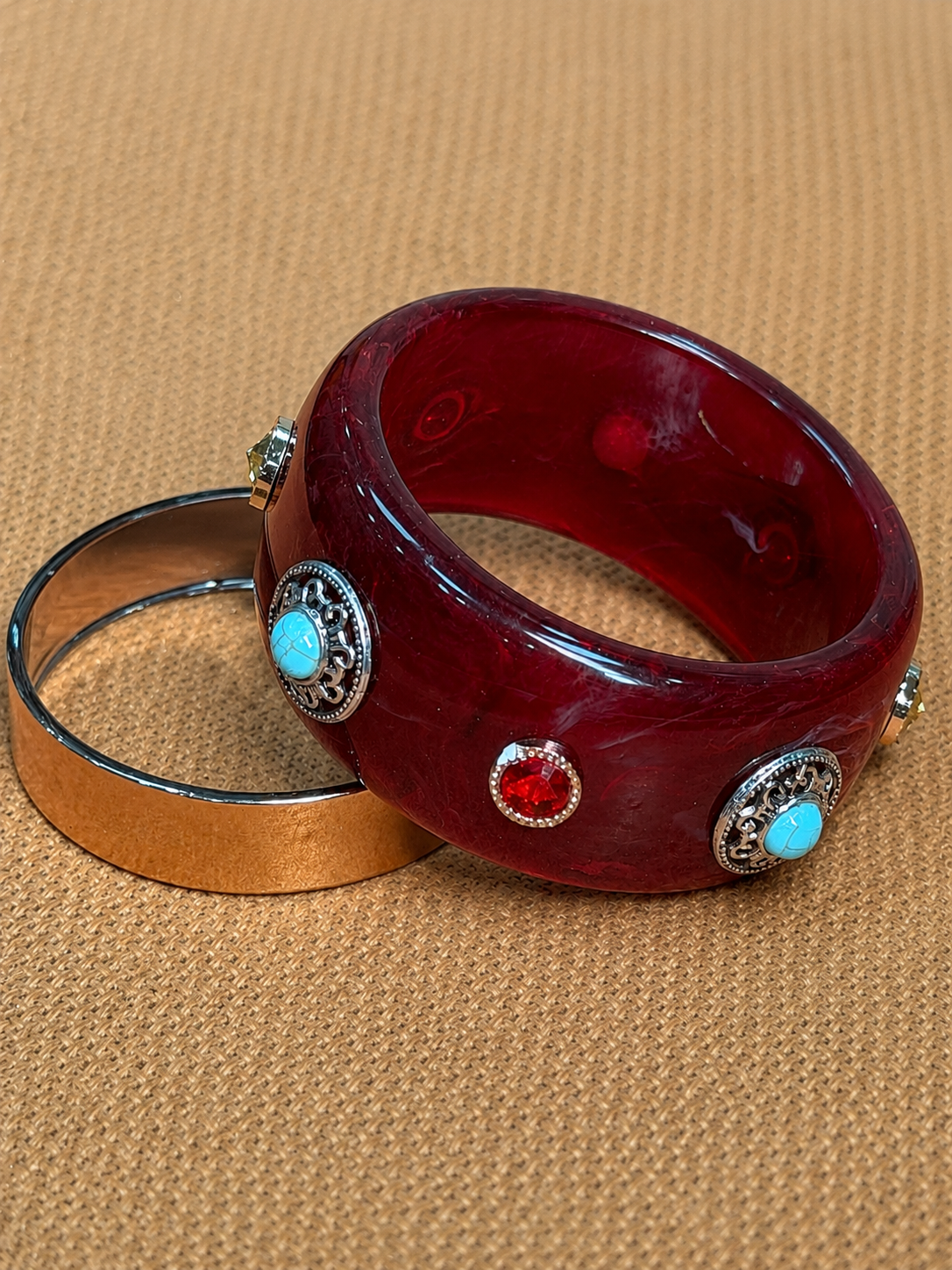 Colored stone bangle