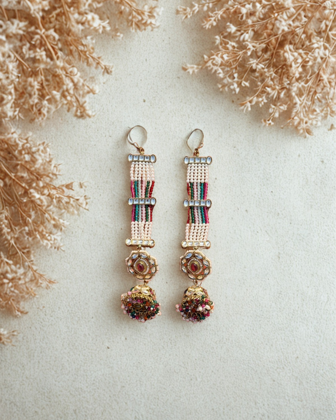 Pearl Kanchain Jhumki Multi